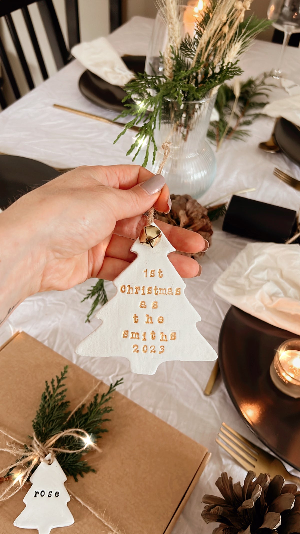 Personalised Newly Weds Clay Tree Decoration