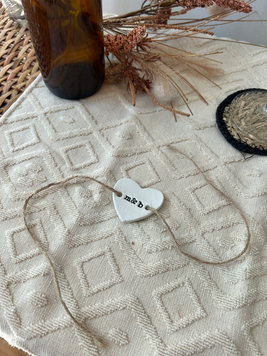 Personalised Clay Heart Wedding Napkin Ties