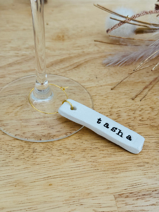 Personalised Wedding Rectangular Wine Glass Charms