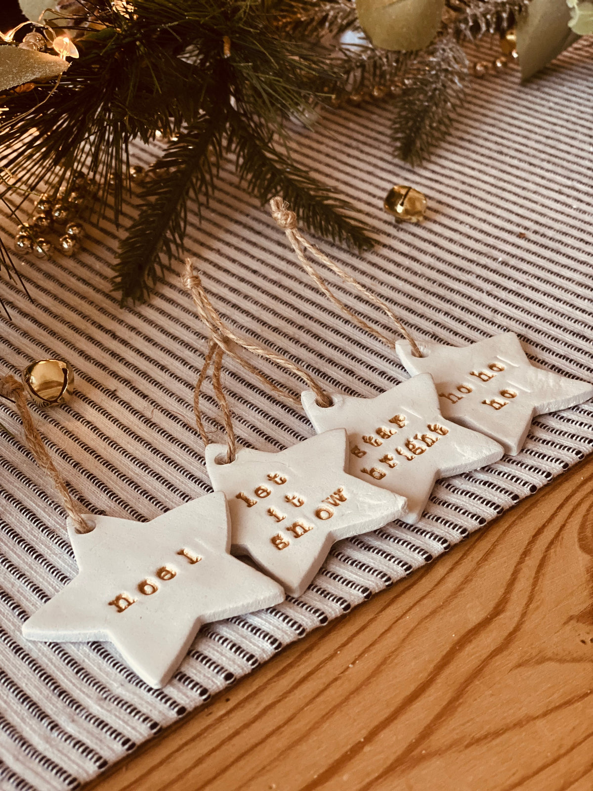 Handmade Pack of 4 Handmade Clay Star Christmas Tree Decorations