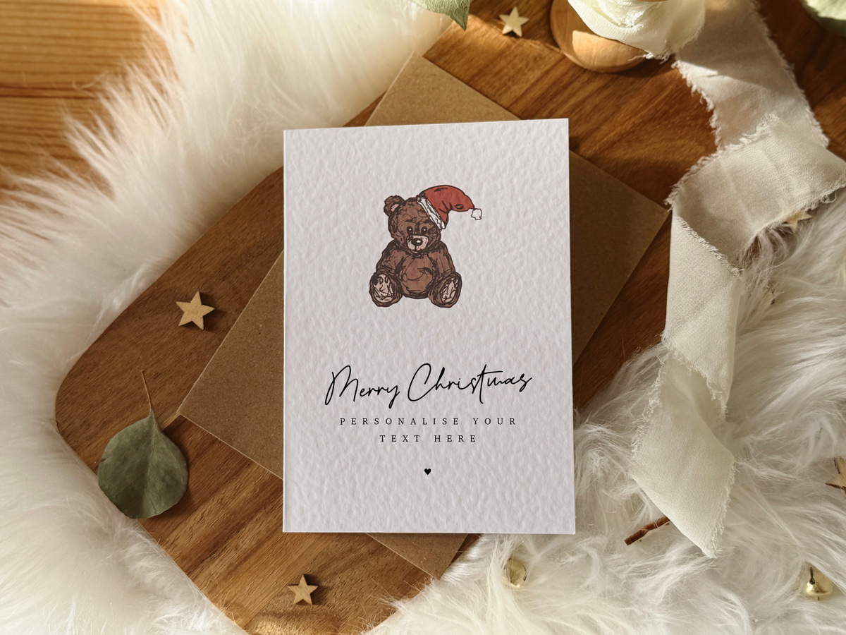 Personalised Teddy Bear Christmas Card