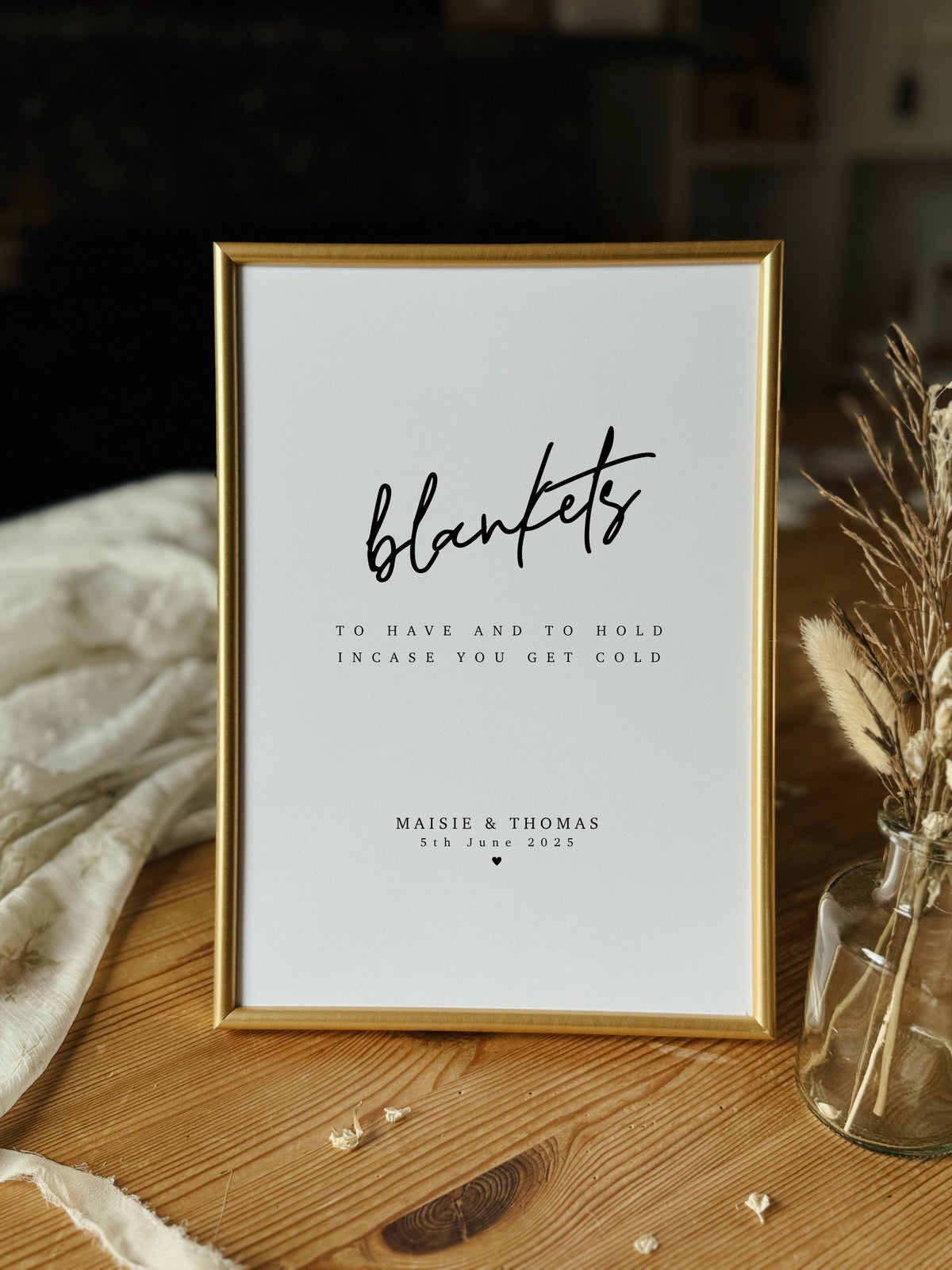 Personalised Blankets Basket Wedding Sign Print