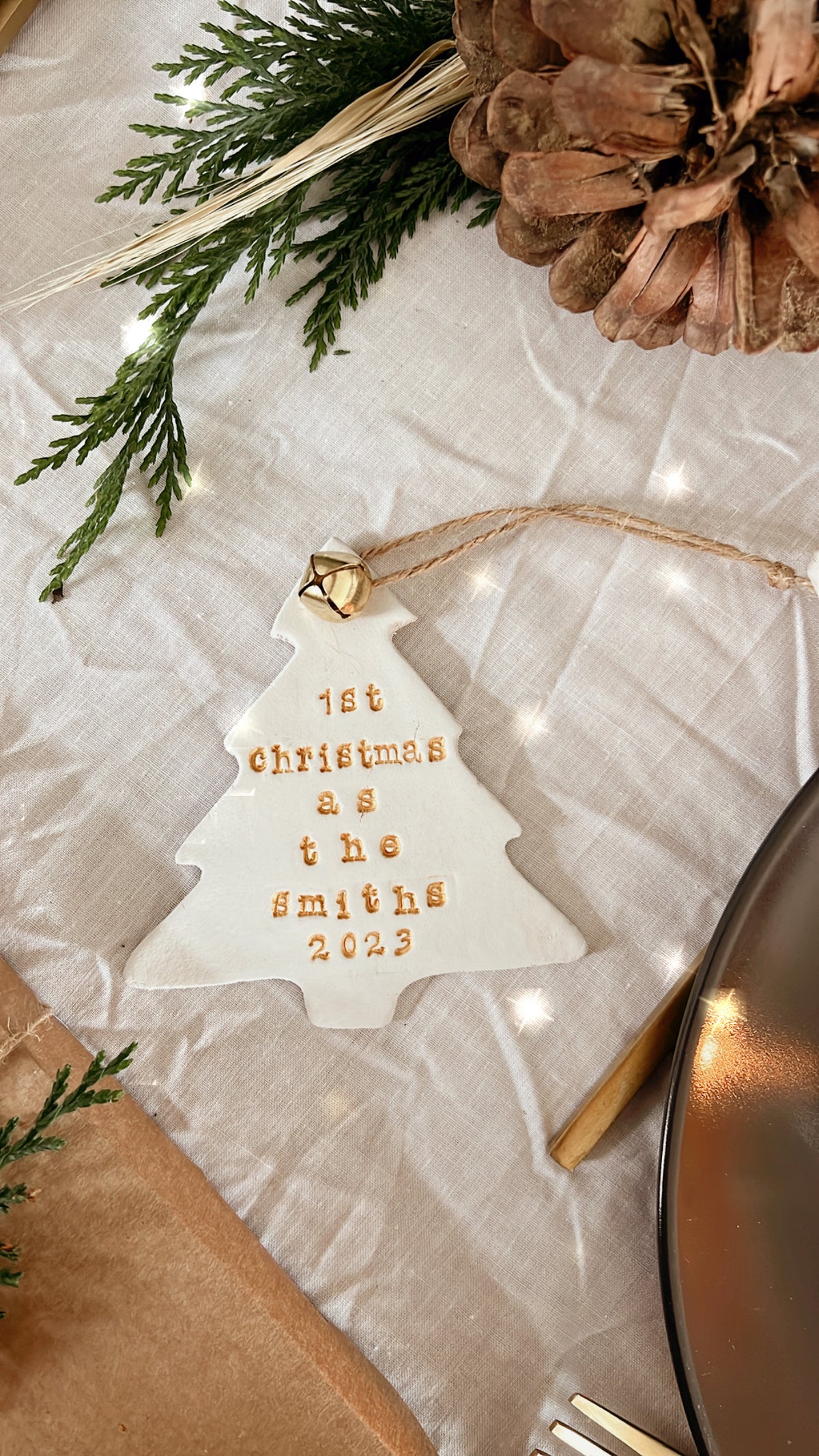 Personalised Newly Weds Clay Tree Decoration