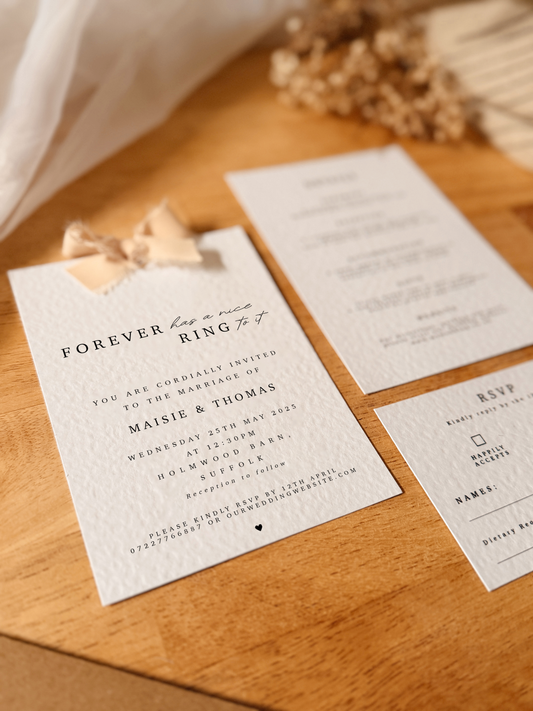 Forever Ring Wedding Invite Pack with Chiffon Ribbon Bow