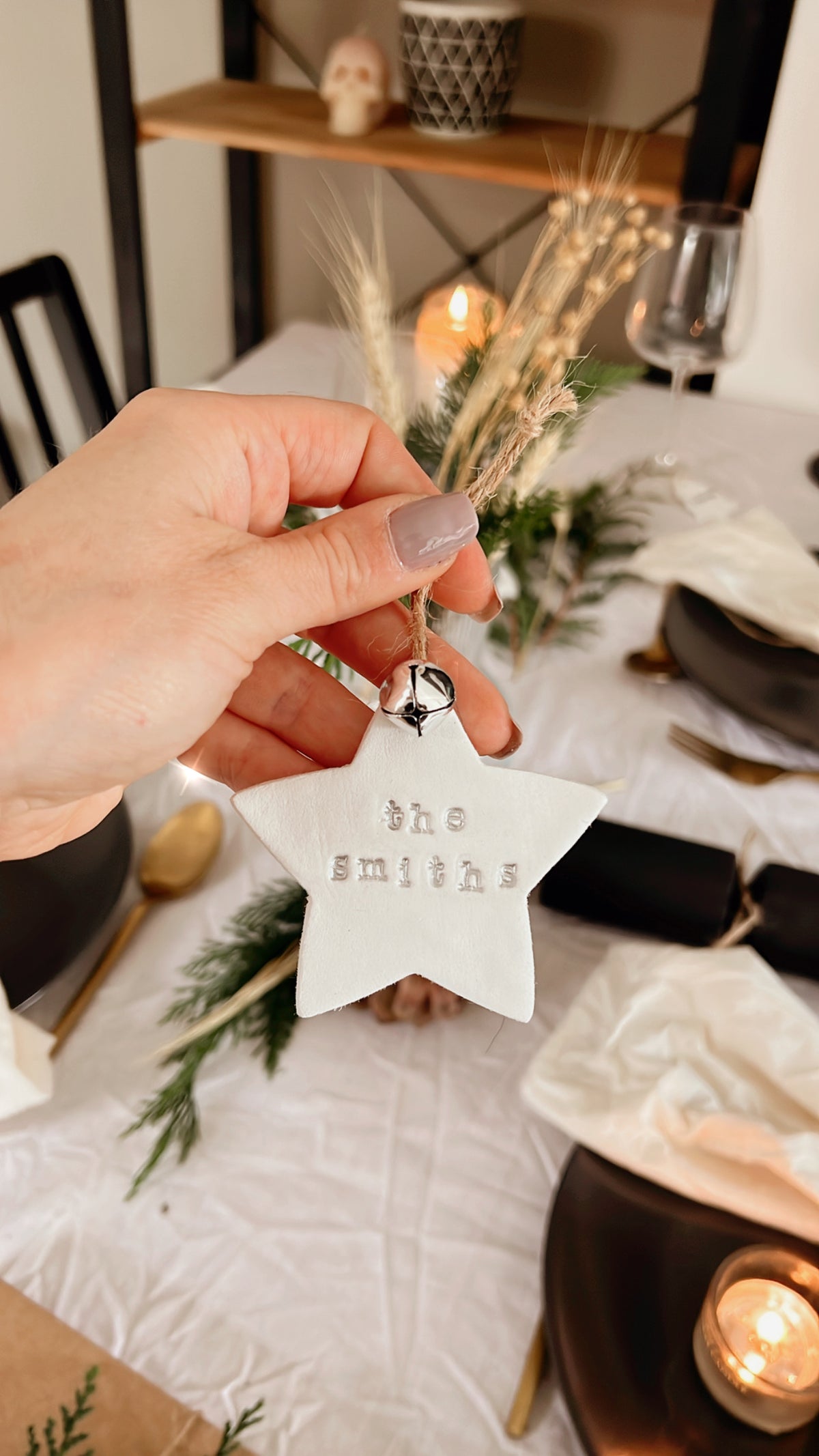 Personalised Christmas Tree Star Decoration Clay Bauble