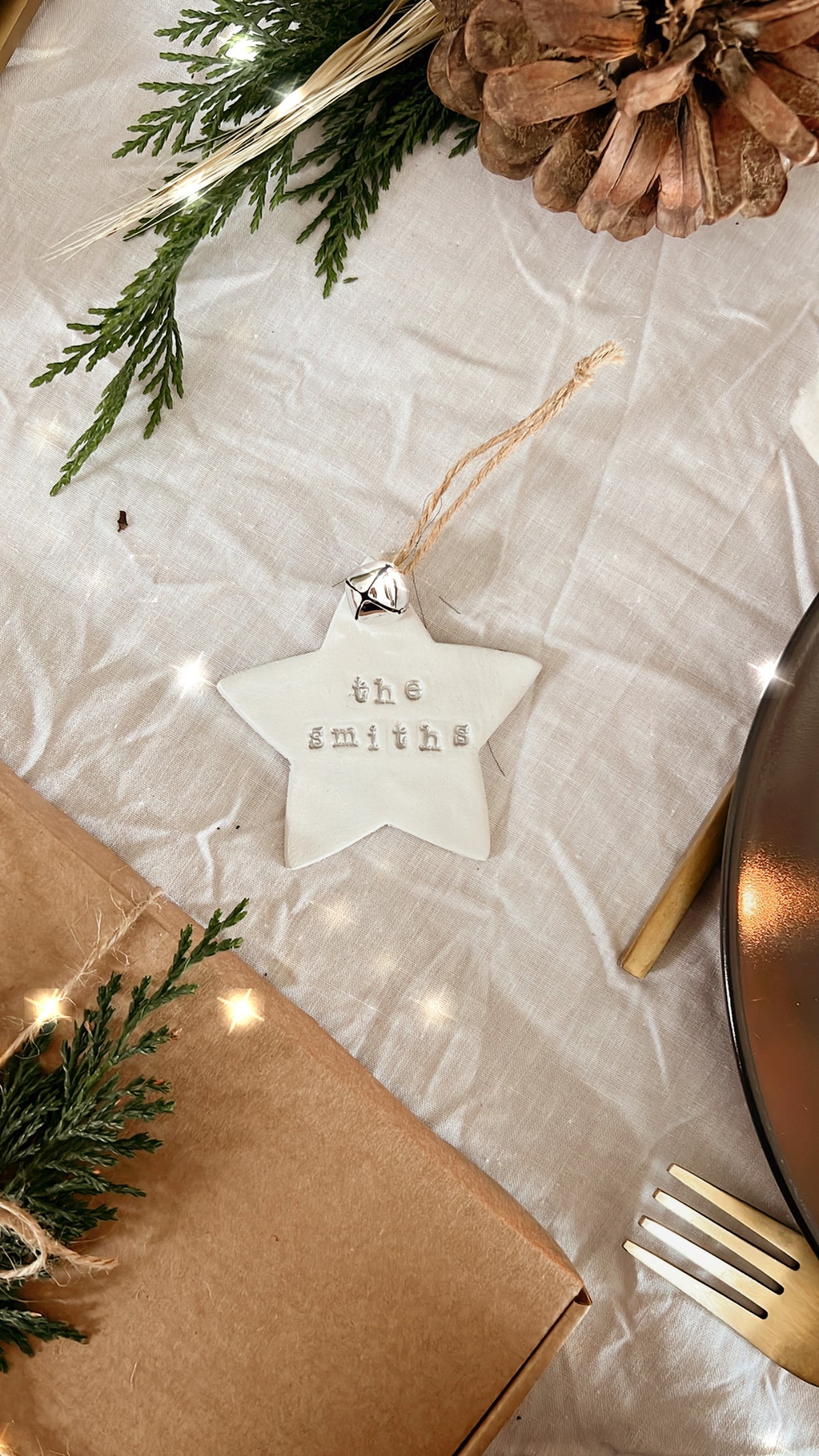 Personalised Christmas Tree Star Decoration Clay Bauble