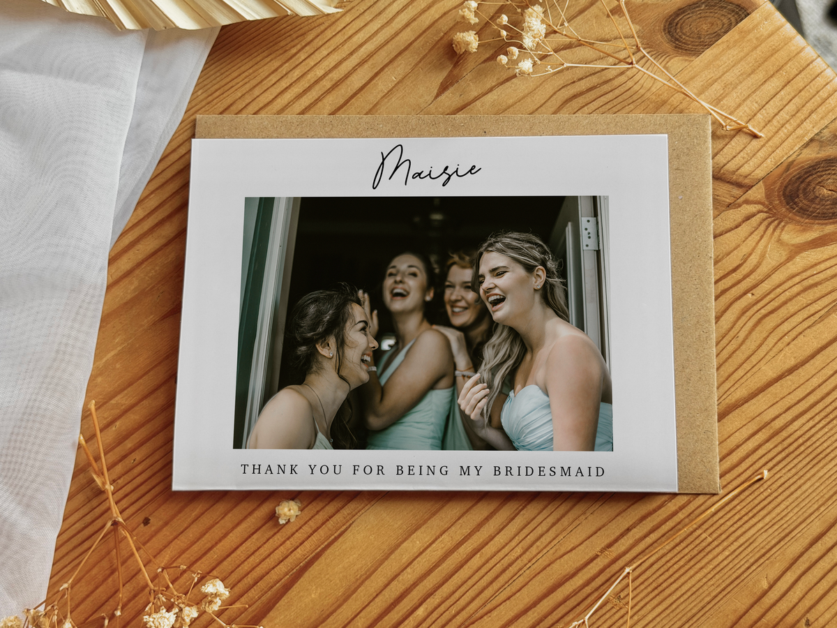 Personalised Bridesmaid Maid of Honour Thank You Photo Card