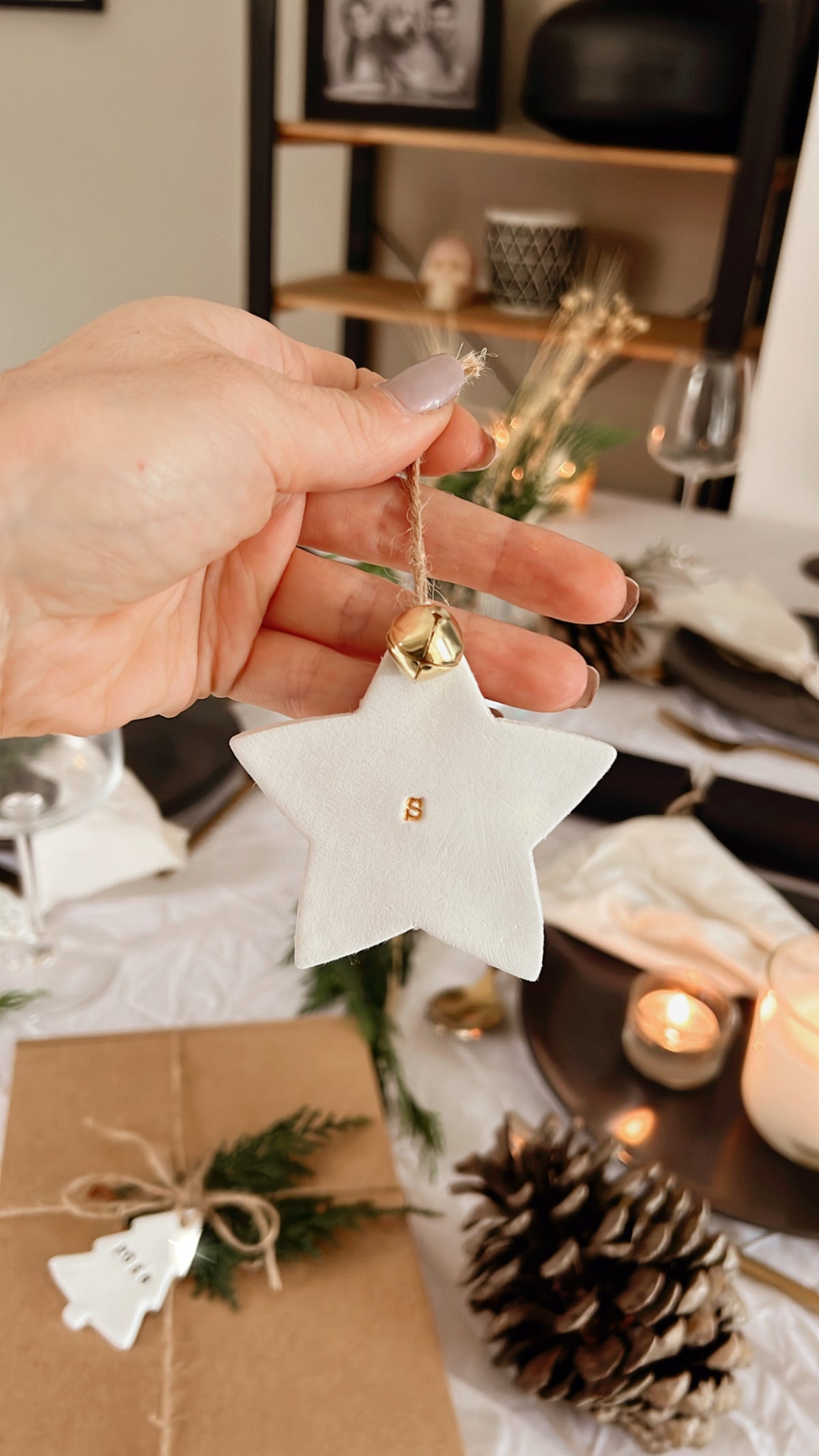Personalised Christmas Tree Star Decoration Clay Bauble