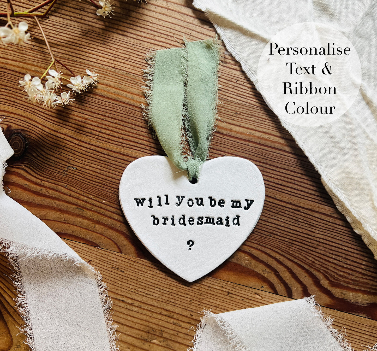 Personalised Clay Bridesmaid Proposal Keepsake, Bridal Party Gift