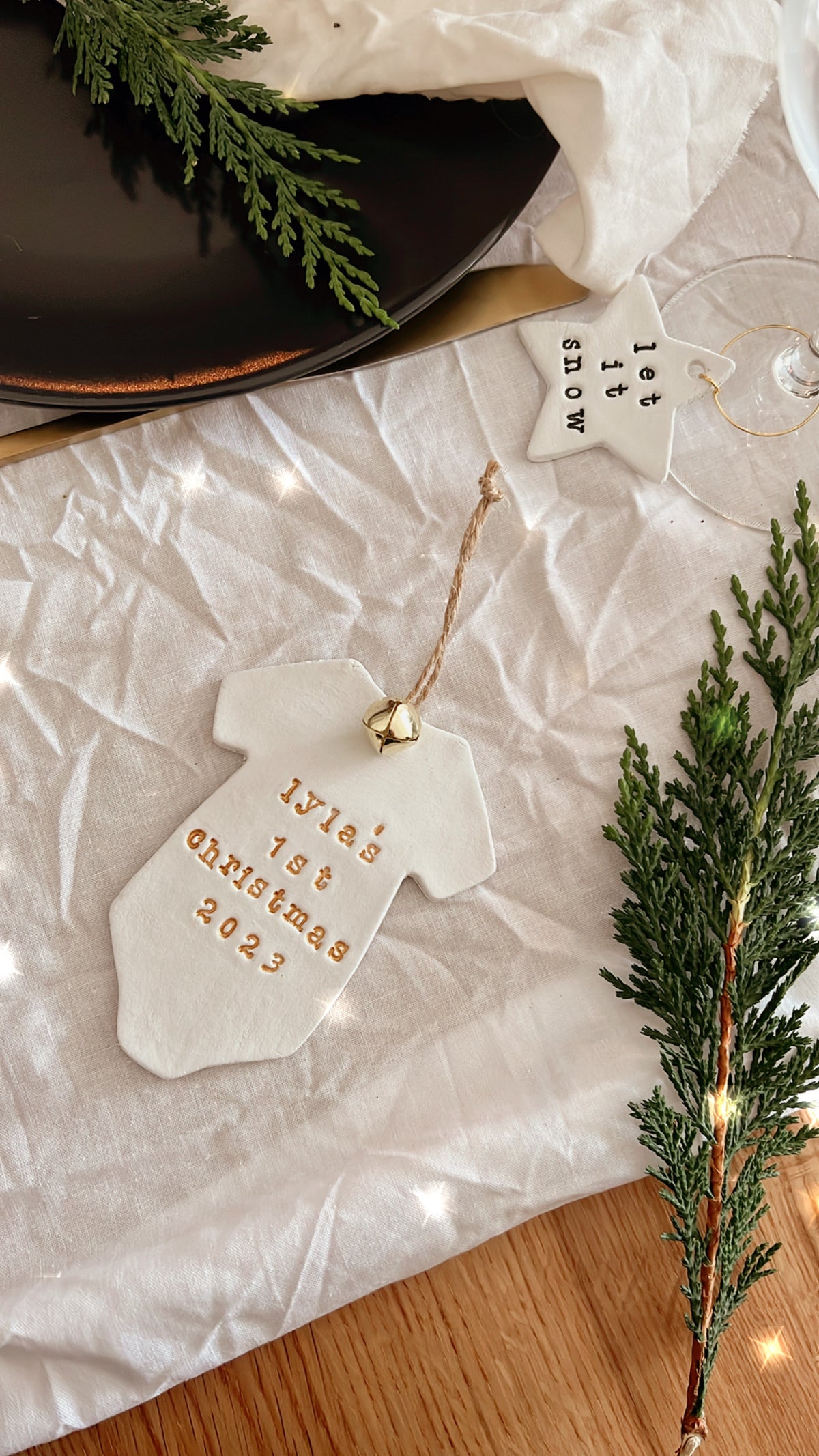 Personalised Baby's First Christmas Clay Ornament