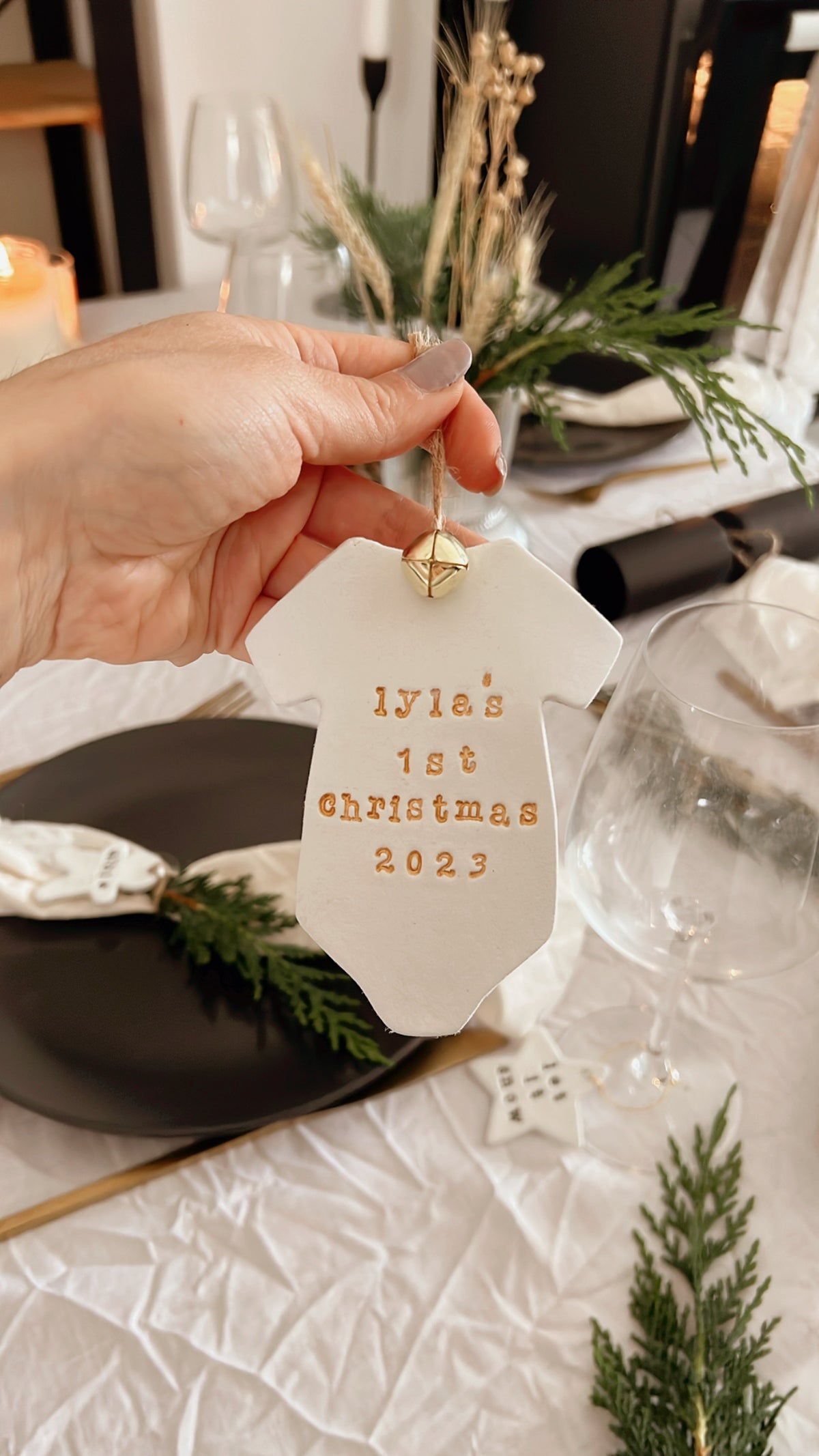 Personalised Baby's First Christmas Clay Ornament