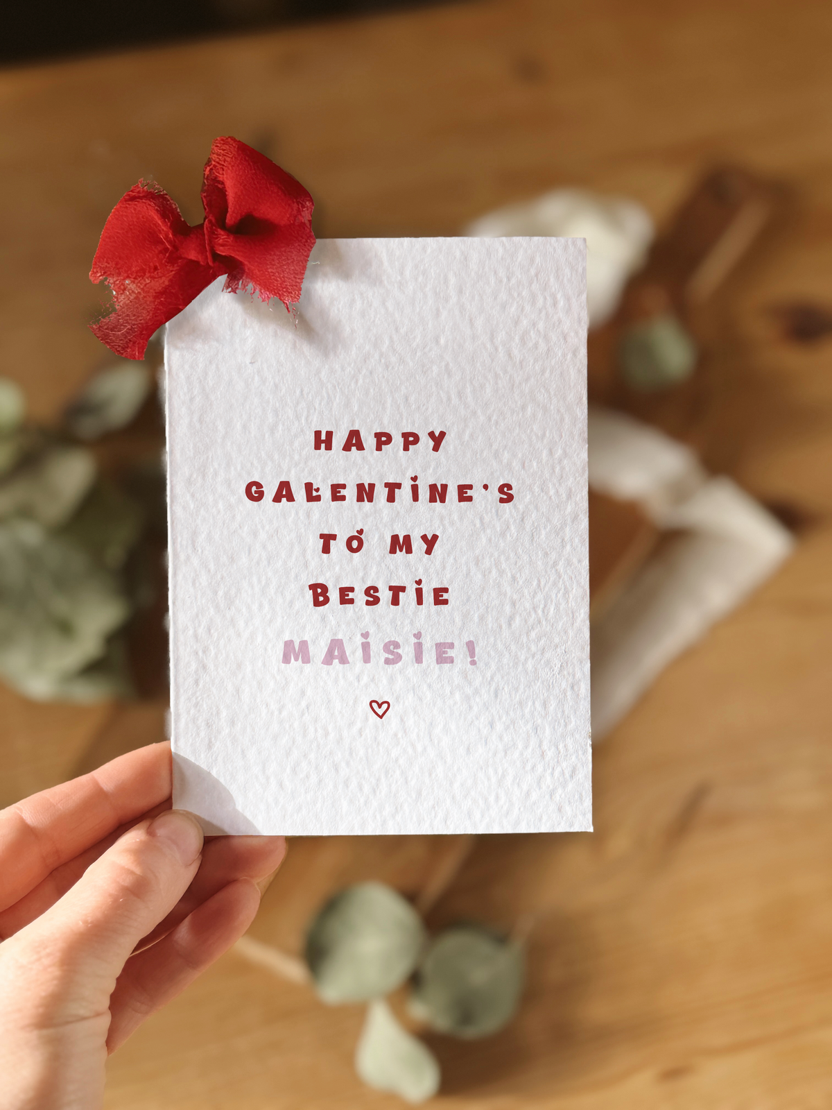 Personalised Galentine's Day Card with Bow