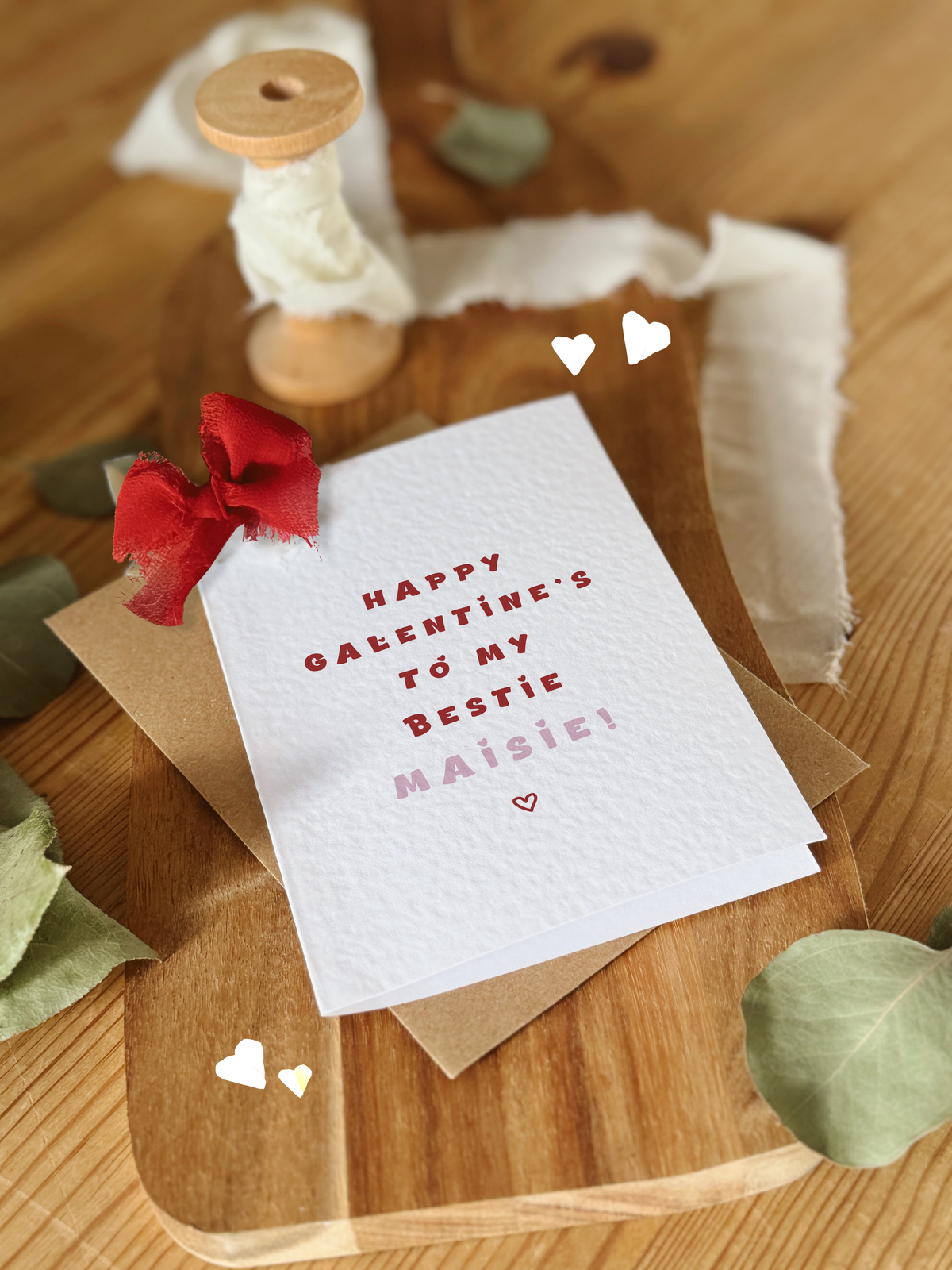 Personalised Galentine's Day Card with Bow