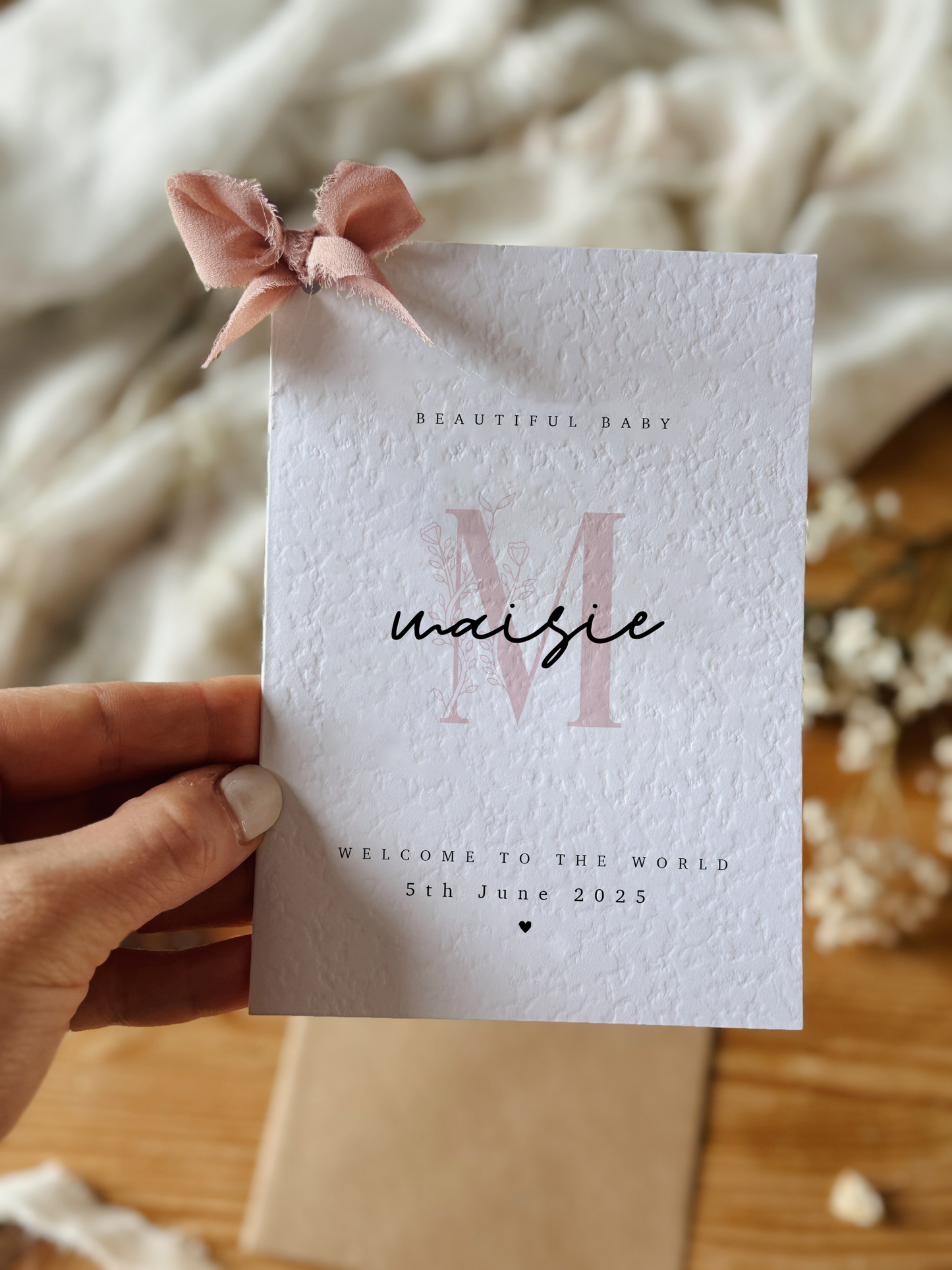 Personalised New Baby Girl Card
