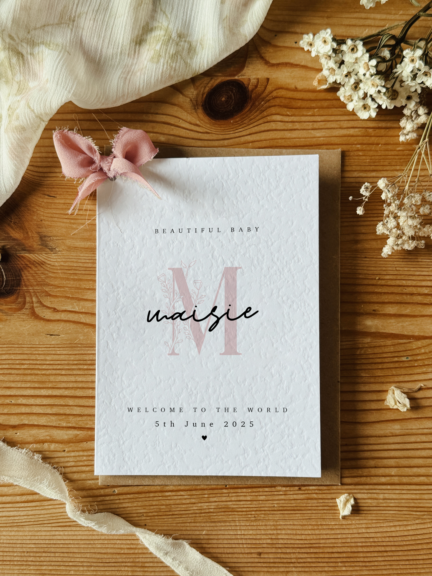 Personalised New Baby Girl Card