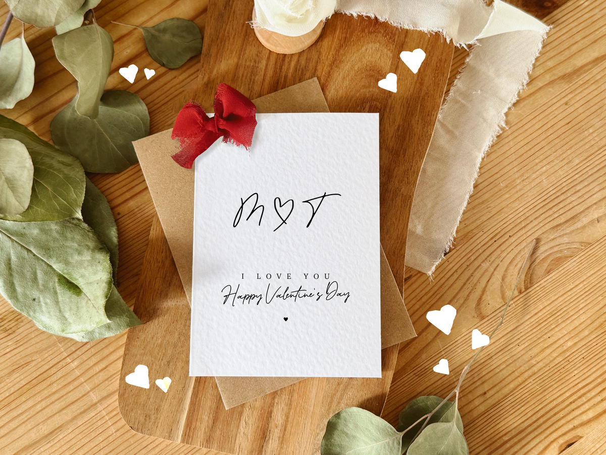 Personalised Initials Valentine's Day Card with Bow