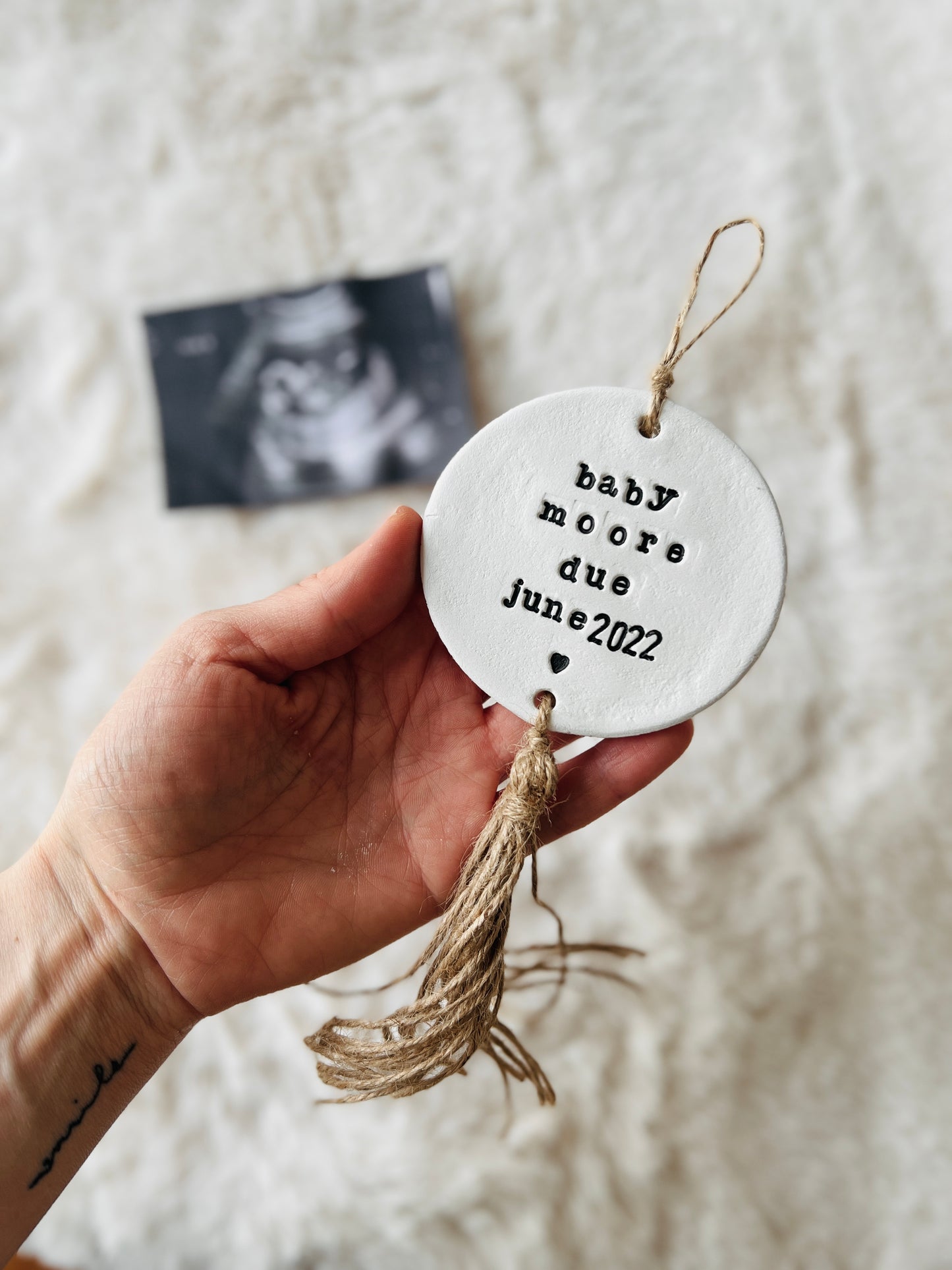 Personalised Baby Announcement Clay Keepsake