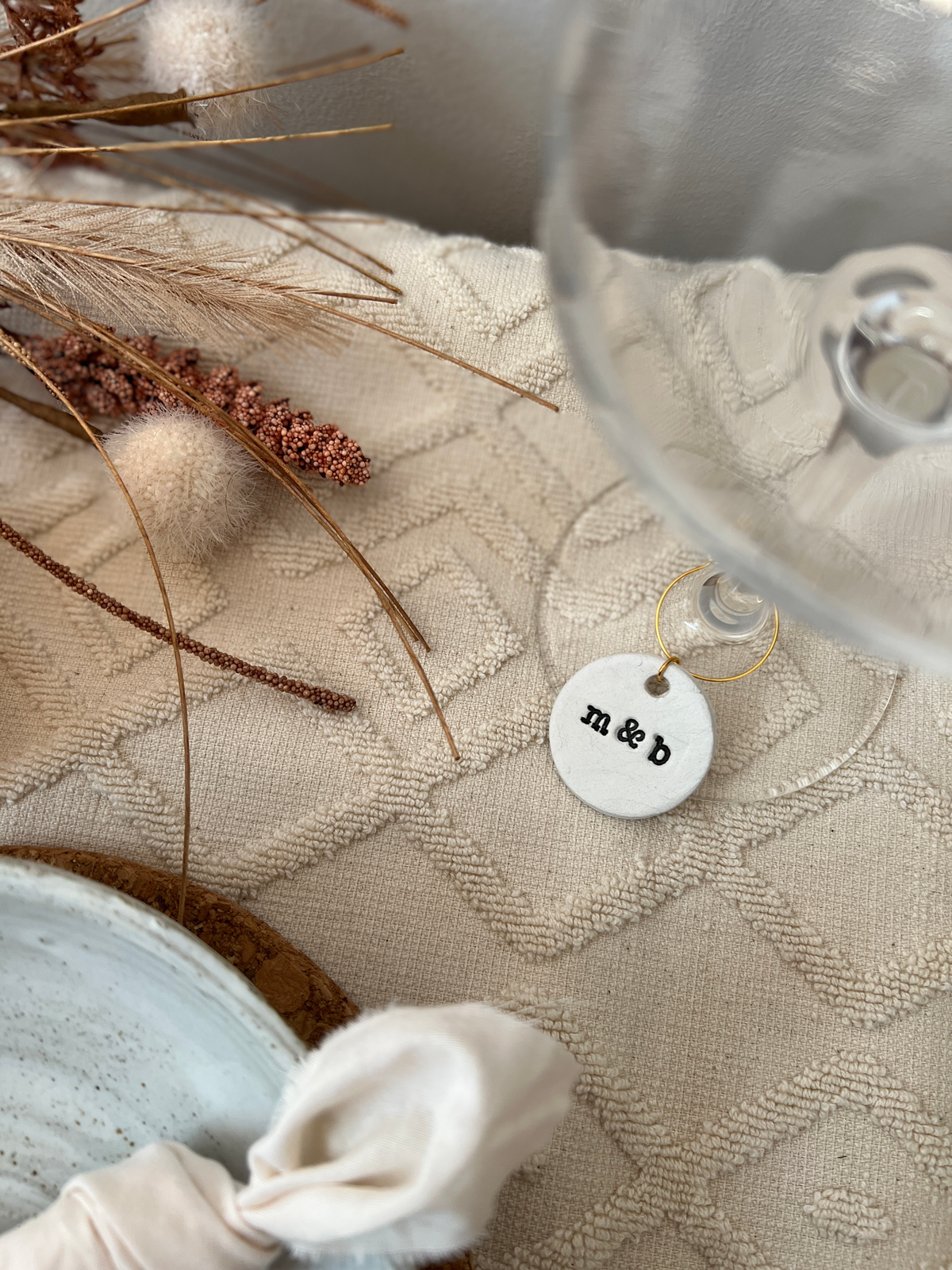 Personalised Wedding Circular Wine Glass Charms