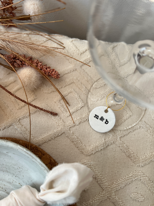 Personalised Wedding Circular Wine Glass Charms