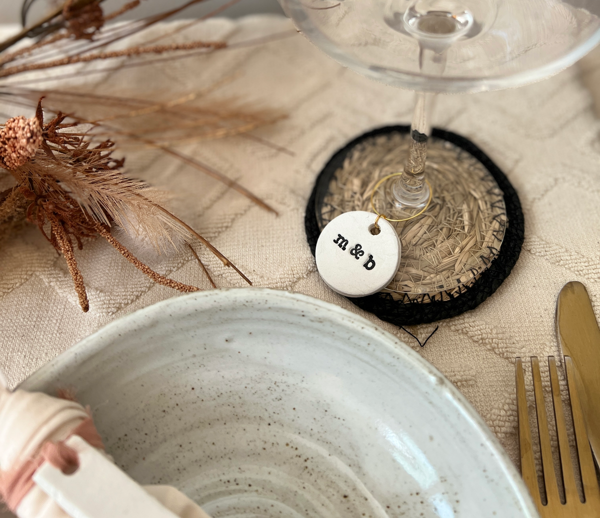 Personalised Wedding Circular Wine Glass Charms
