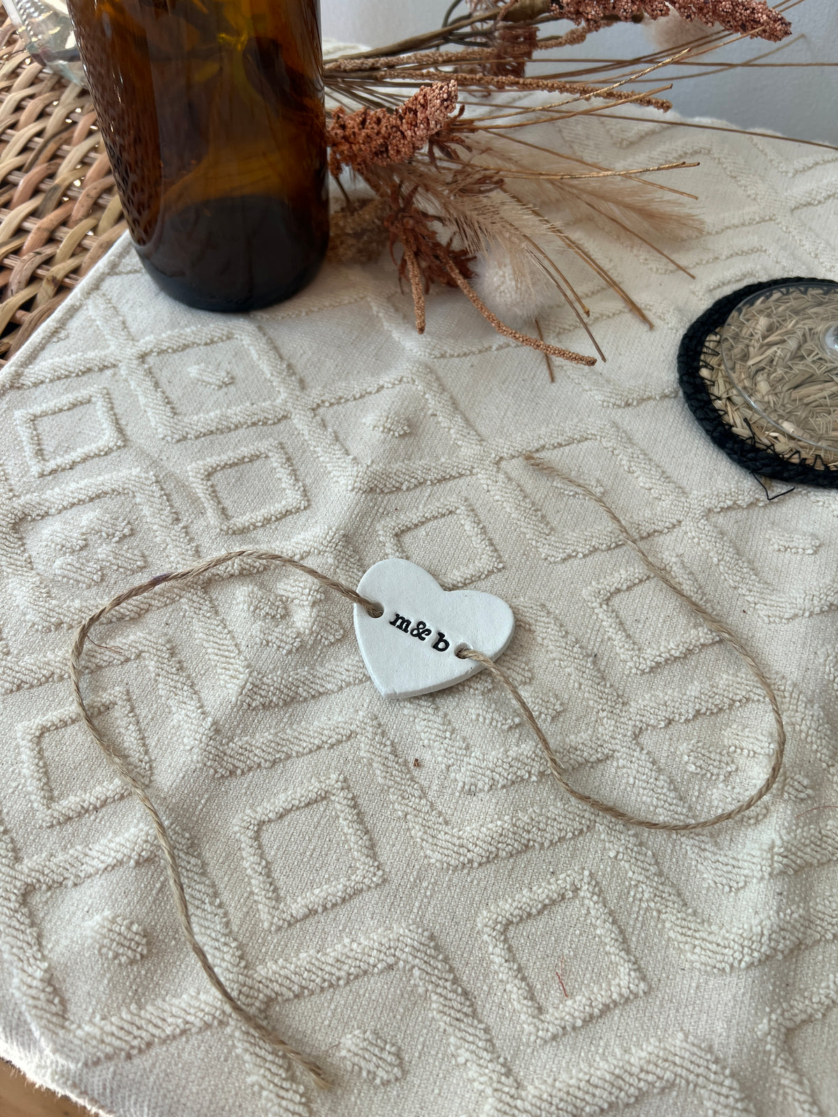 Personalised Clay Heart Wedding Napkin Ties