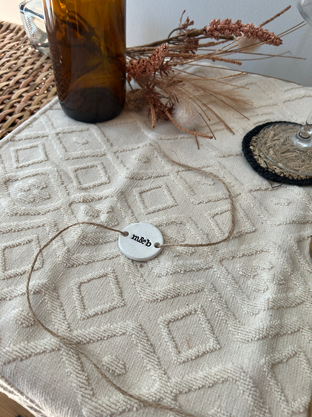 Personalised Clay Circular Wedding Napkin Ties