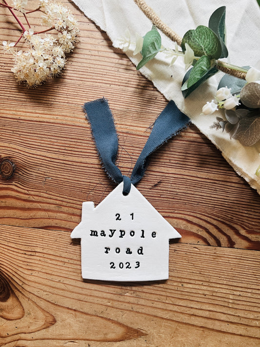 New Home Keepsake Plaque with Chiffon Ribbon