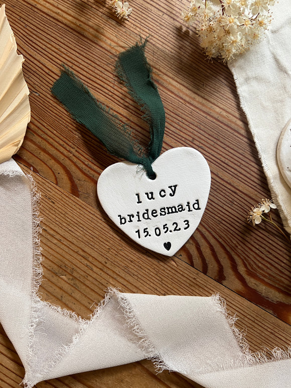 Personalised Clay Bridesmaid Keepsake