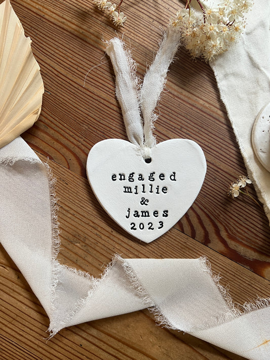 Engagement Keepsake Plaque with Chiffon Ribbon