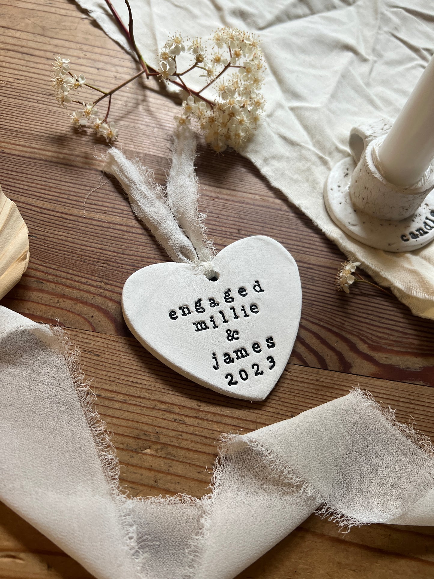 Engagement Keepsake Plaque with Chiffon Ribbon