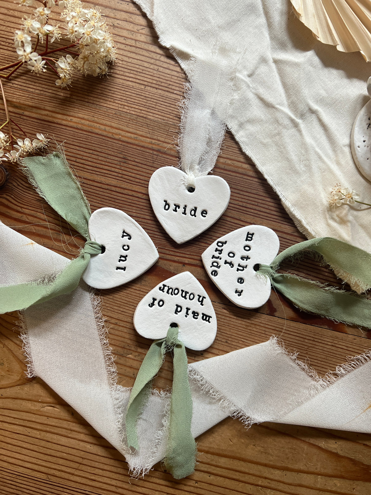 Personalised Clay Hanger Tag for Wedding Bridal Party