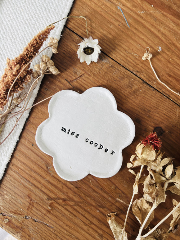 Personalised Clay Flower Trinket Tray