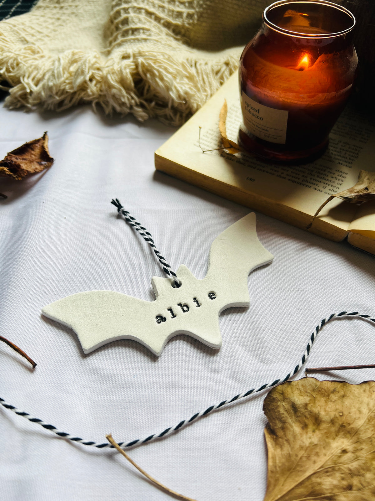 Personalised Halloween Bat Keepsake, Boo Basket Name Tag