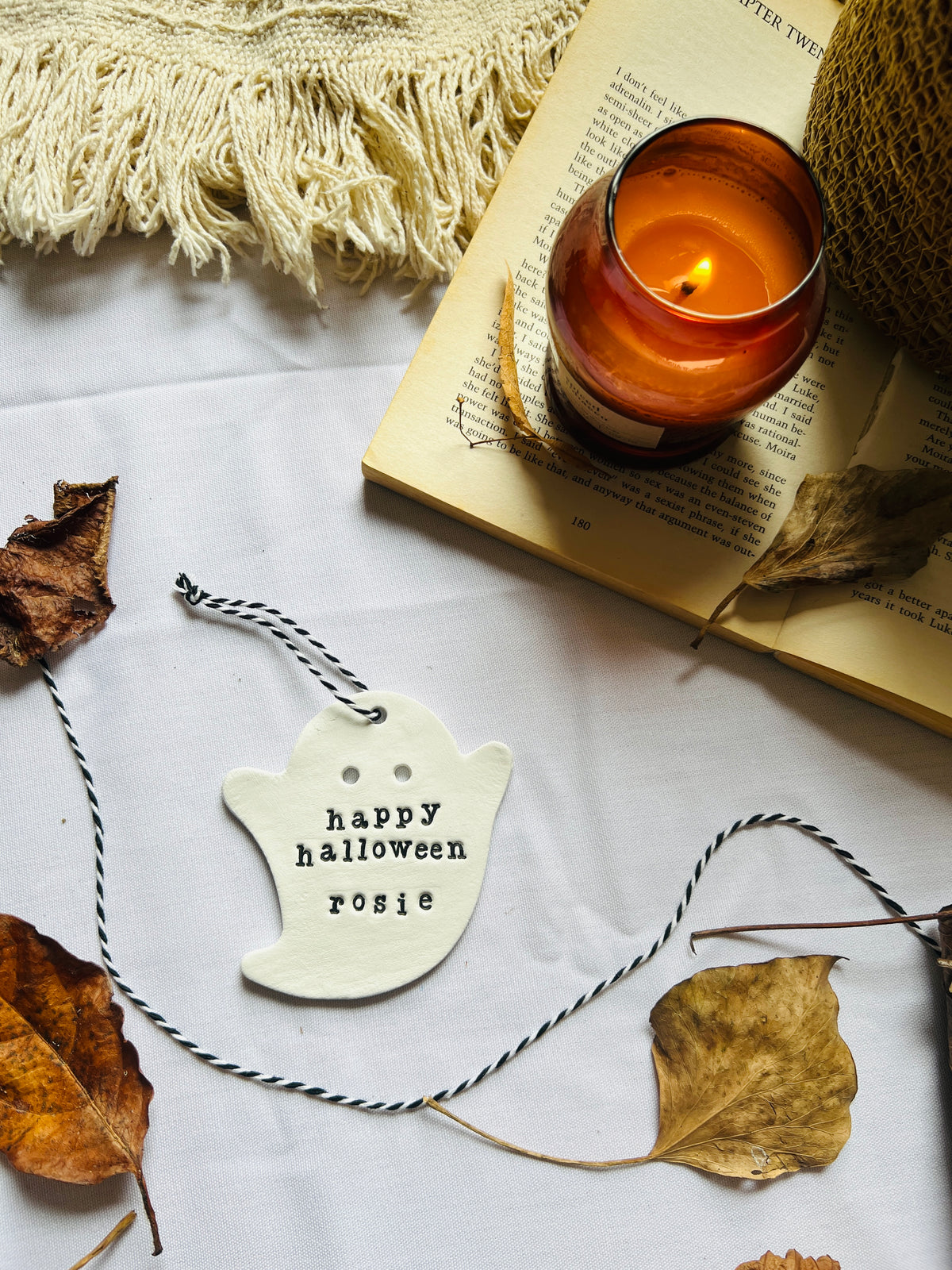Personalised Halloween Ghost Keepsake, Boo Basket Name Tag