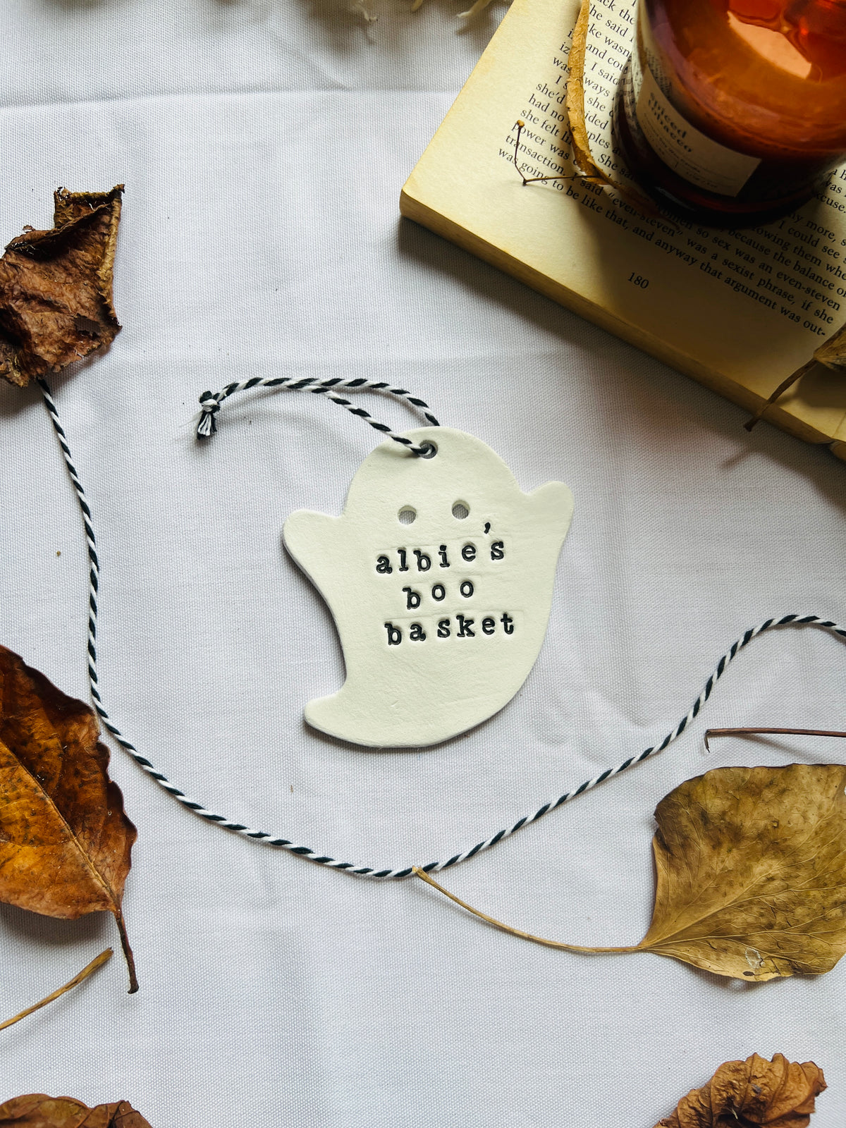 Personalised Halloween Ghost Keepsake, Boo Basket Name Tag