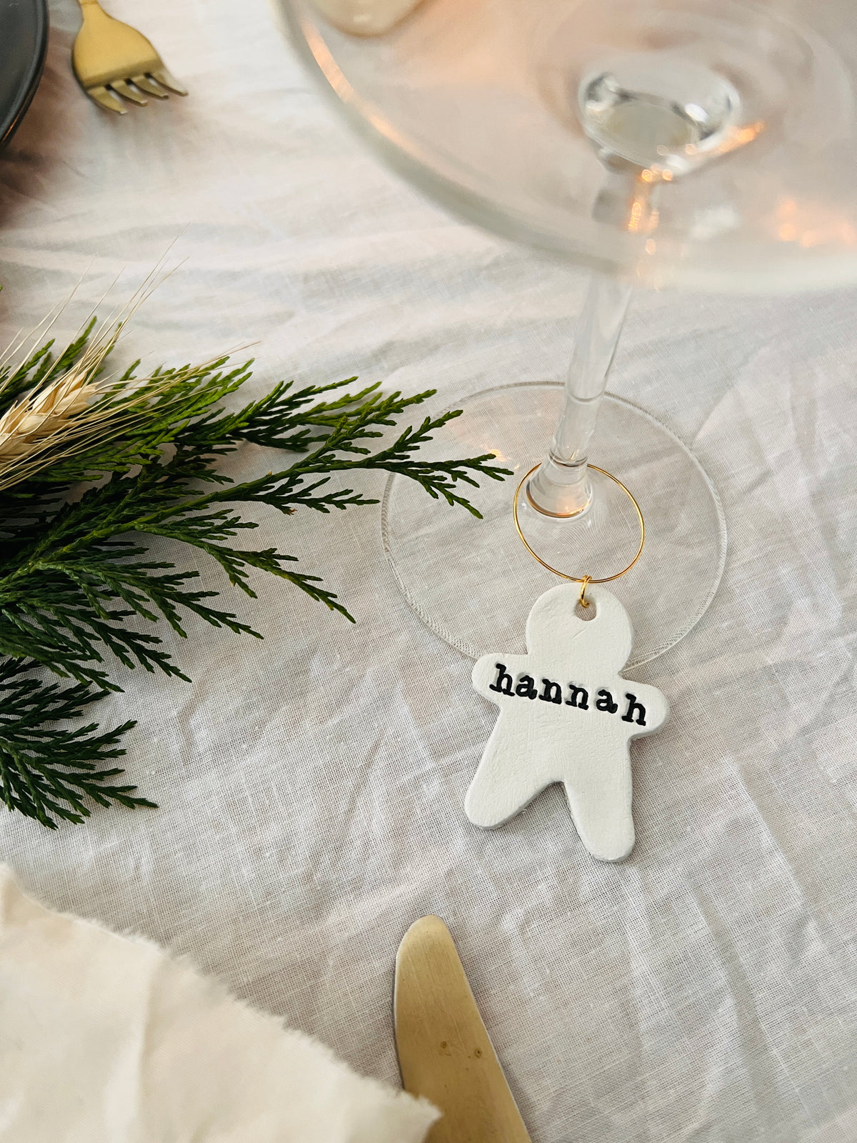 Personalised Christmas Wine Glass Charm, Festive Place Name