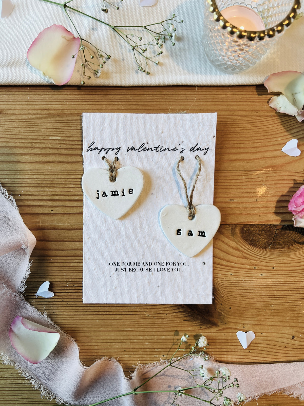 Personalised Matching Two Hearts Set Valentine's Day Keepsakes