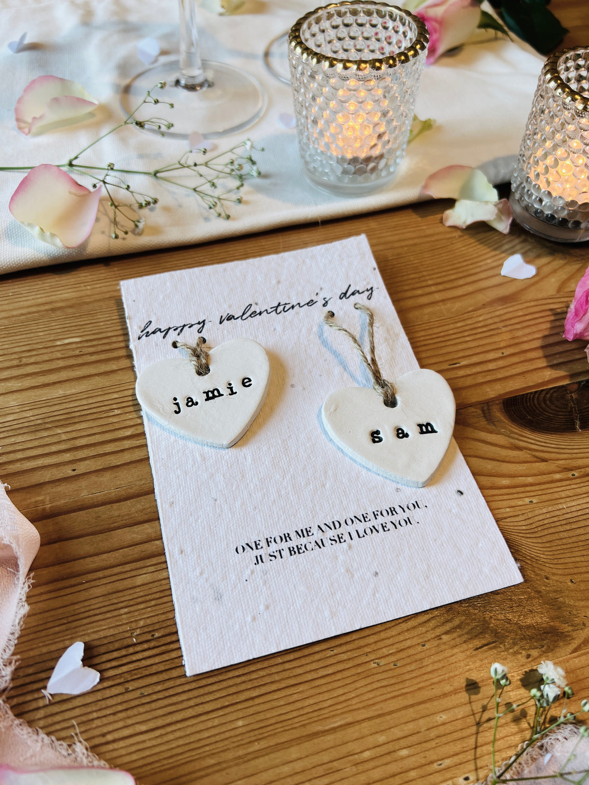 Personalised Matching Two Hearts Set Valentine's Day Keepsakes