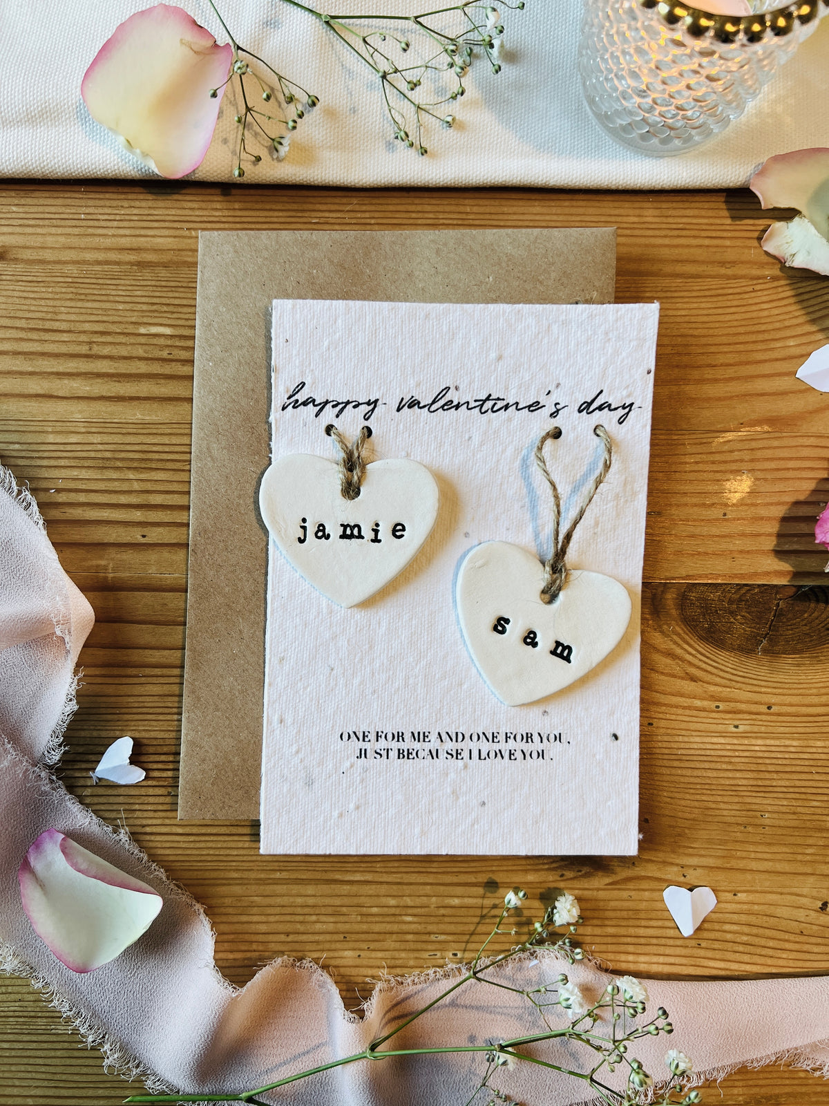 Personalised Matching Two Hearts Set Valentine's Day Keepsakes