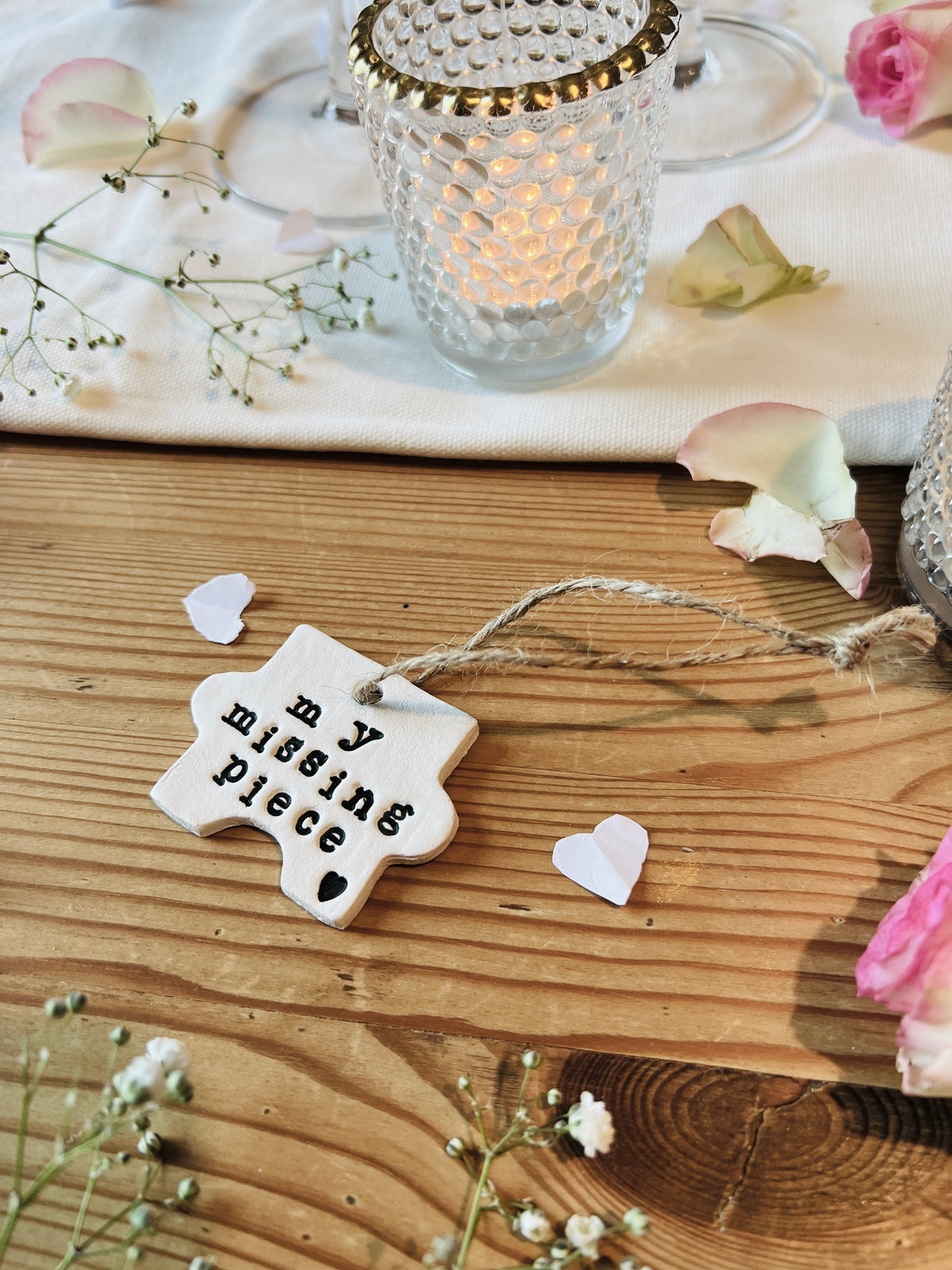 Personalised Valentine's Day My Missing Puzzle Piece Keepsake Plaque with Twine