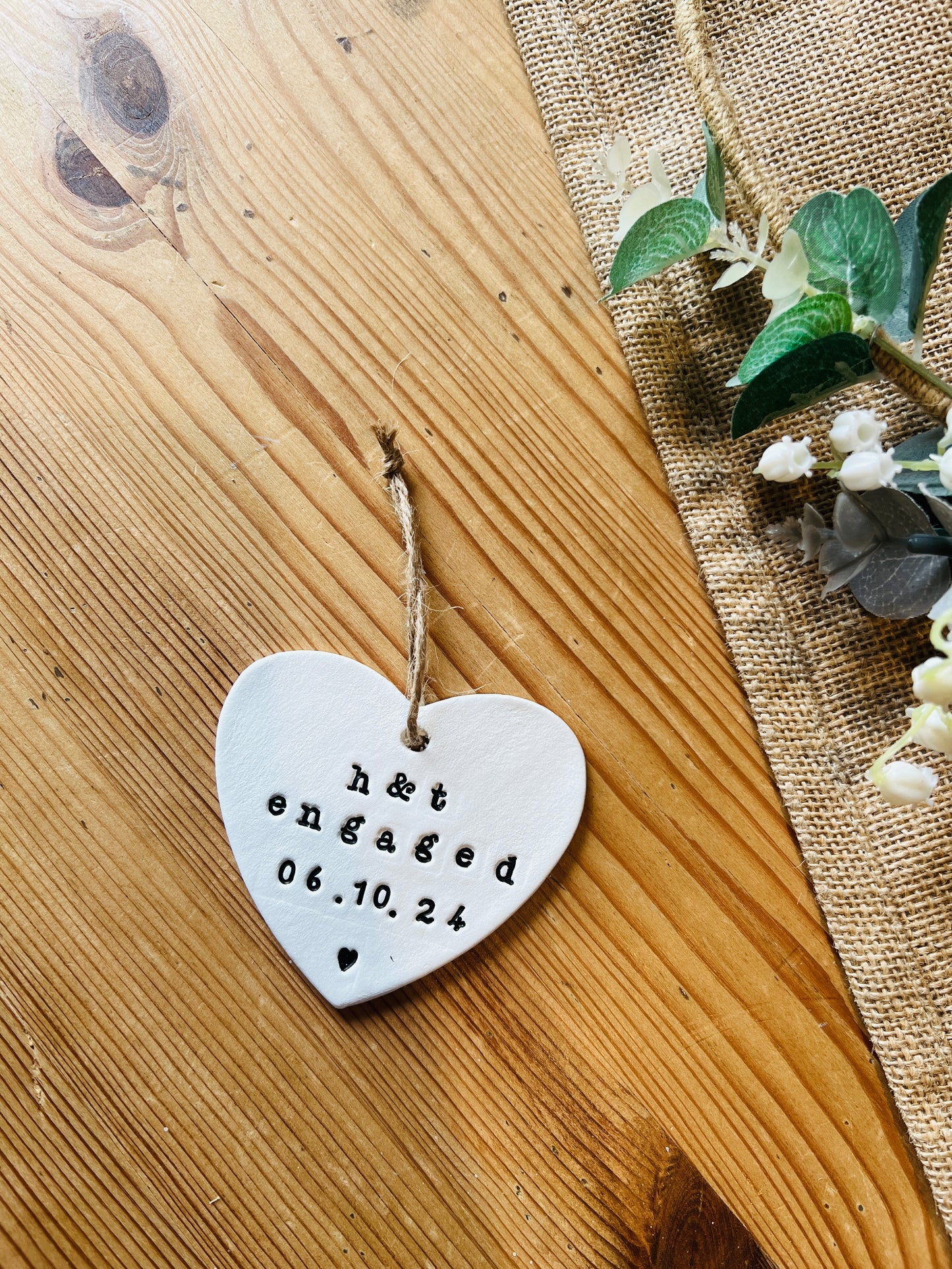 Engagement Keepsake Plaque with Twine