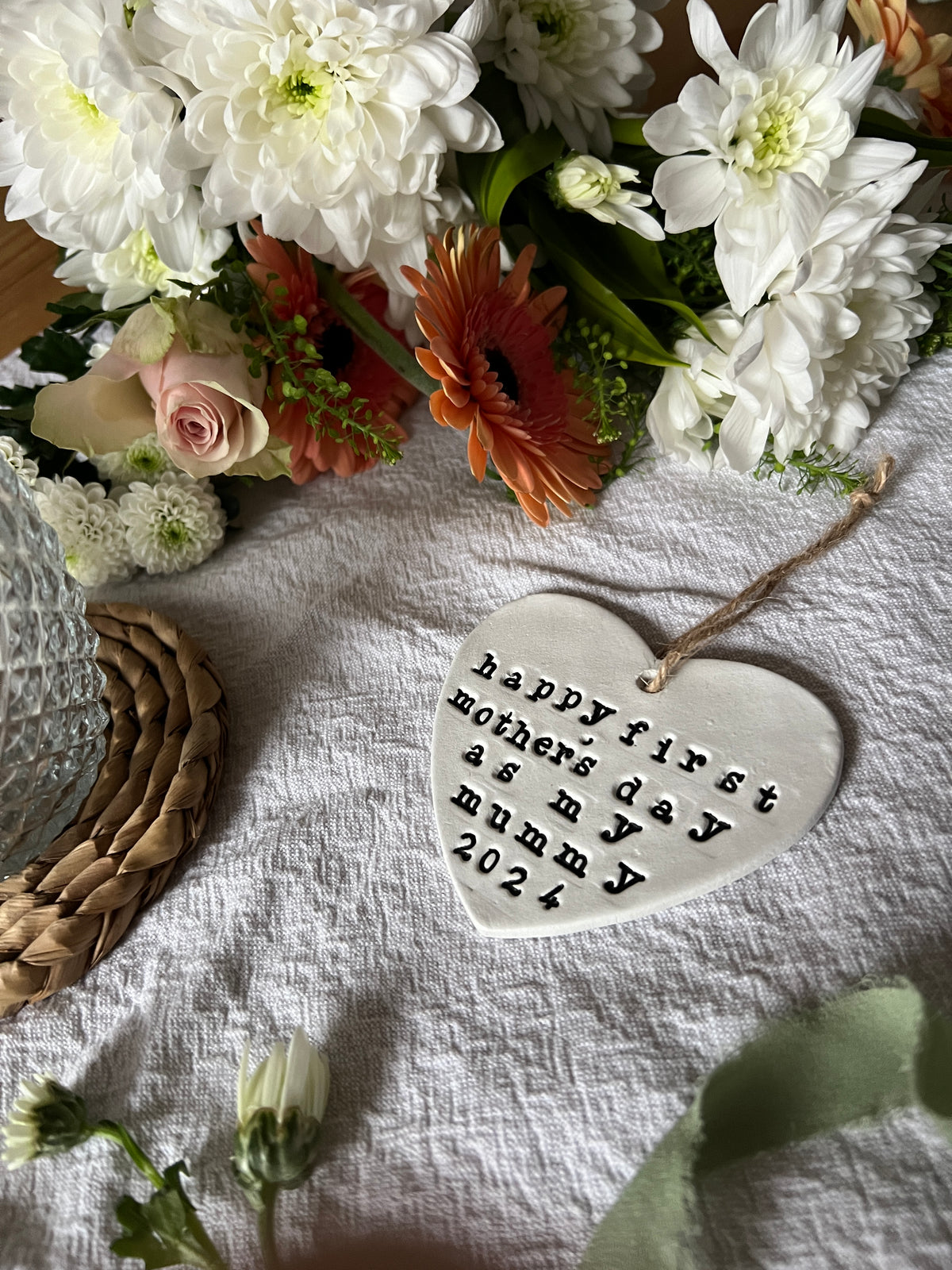 Personalised 1st Mother's Day Keepsake Plaque with Twine