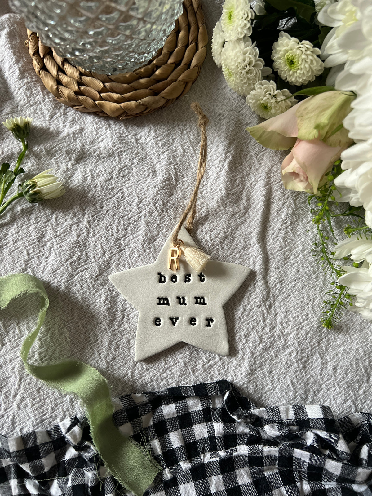Personalised Mother's Day Star Keepsake with Initial Charm