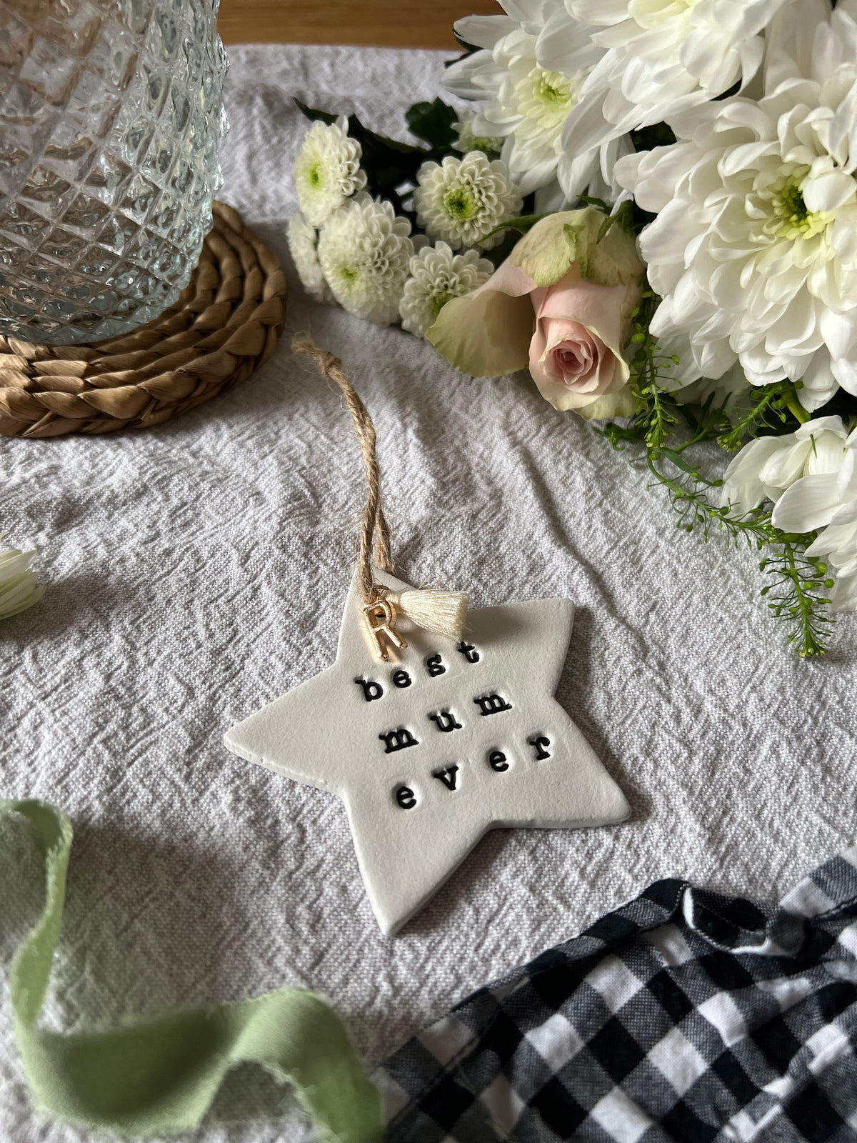Personalised Mother's Day Star Keepsake with Initial Charm