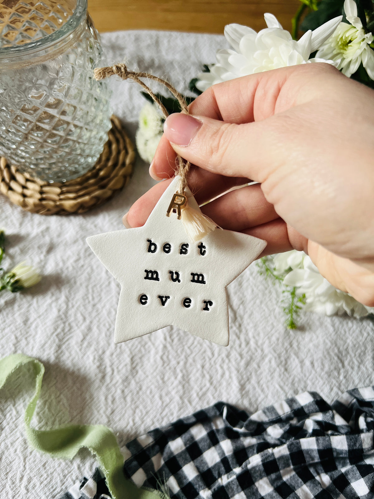 Personalised Mother's Day Star Keepsake with Initial Charm