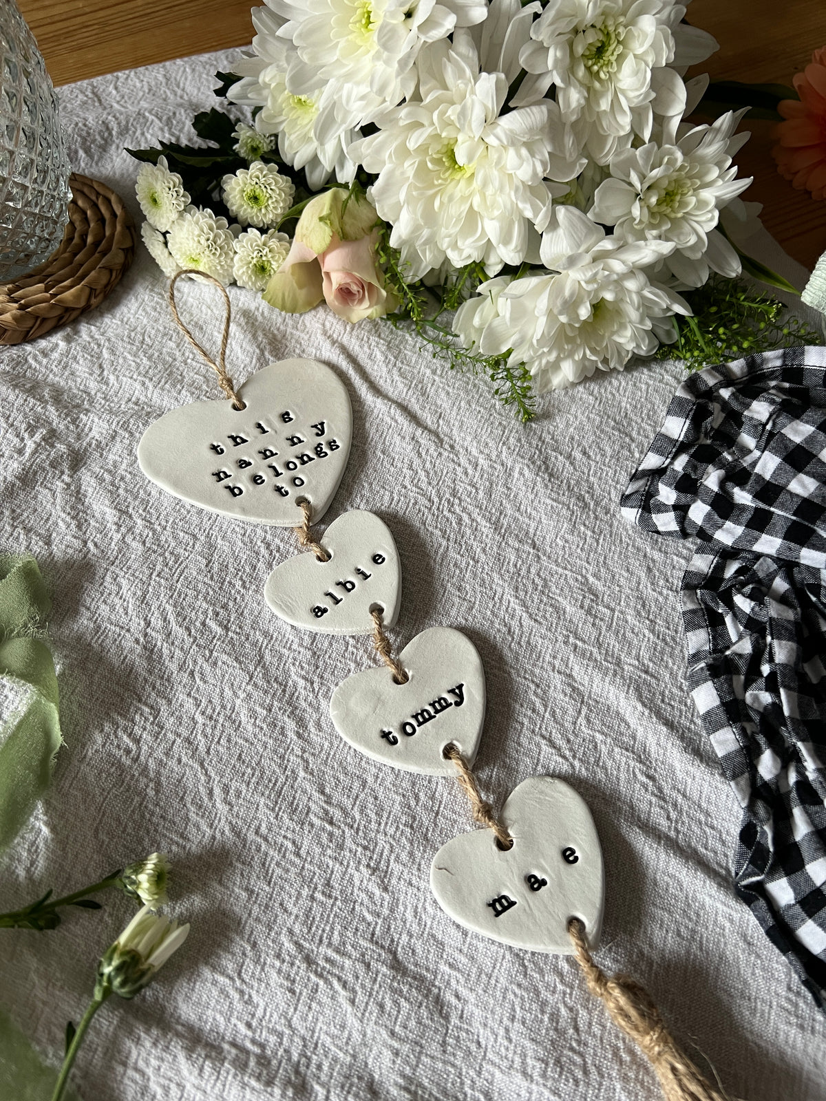 Personalised Clay Heart Wall Hanging, Nanny Gift, Grandma Sign