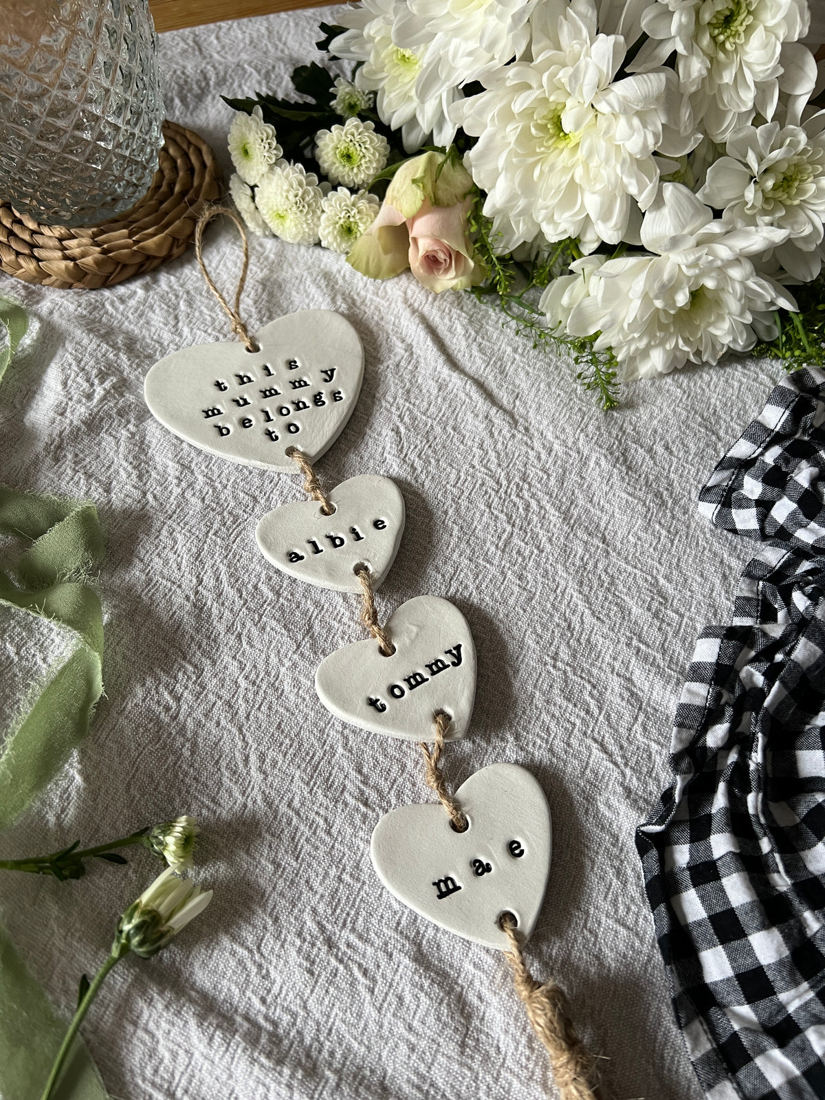 Personalised Clay Heart Wall Hanging, Mummy Gift, Mum Sign
