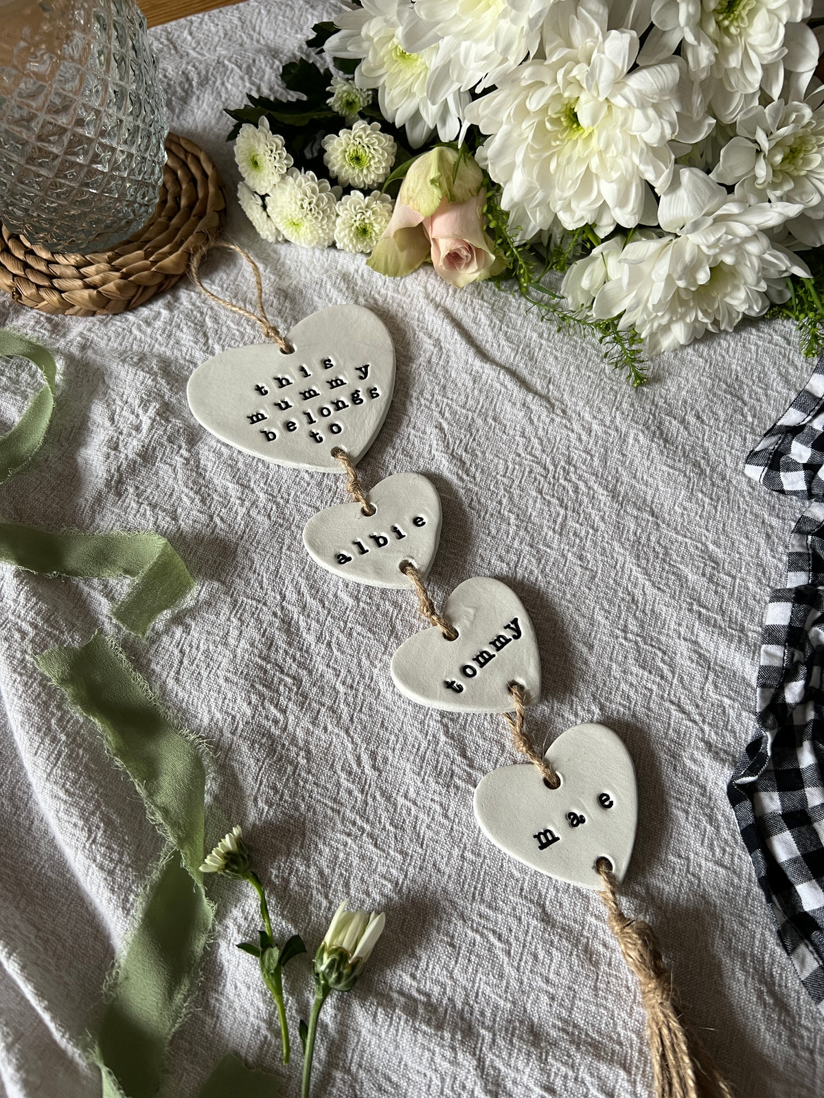 Personalised Clay Heart Wall Hanging, Mummy Gift, Mum Sign