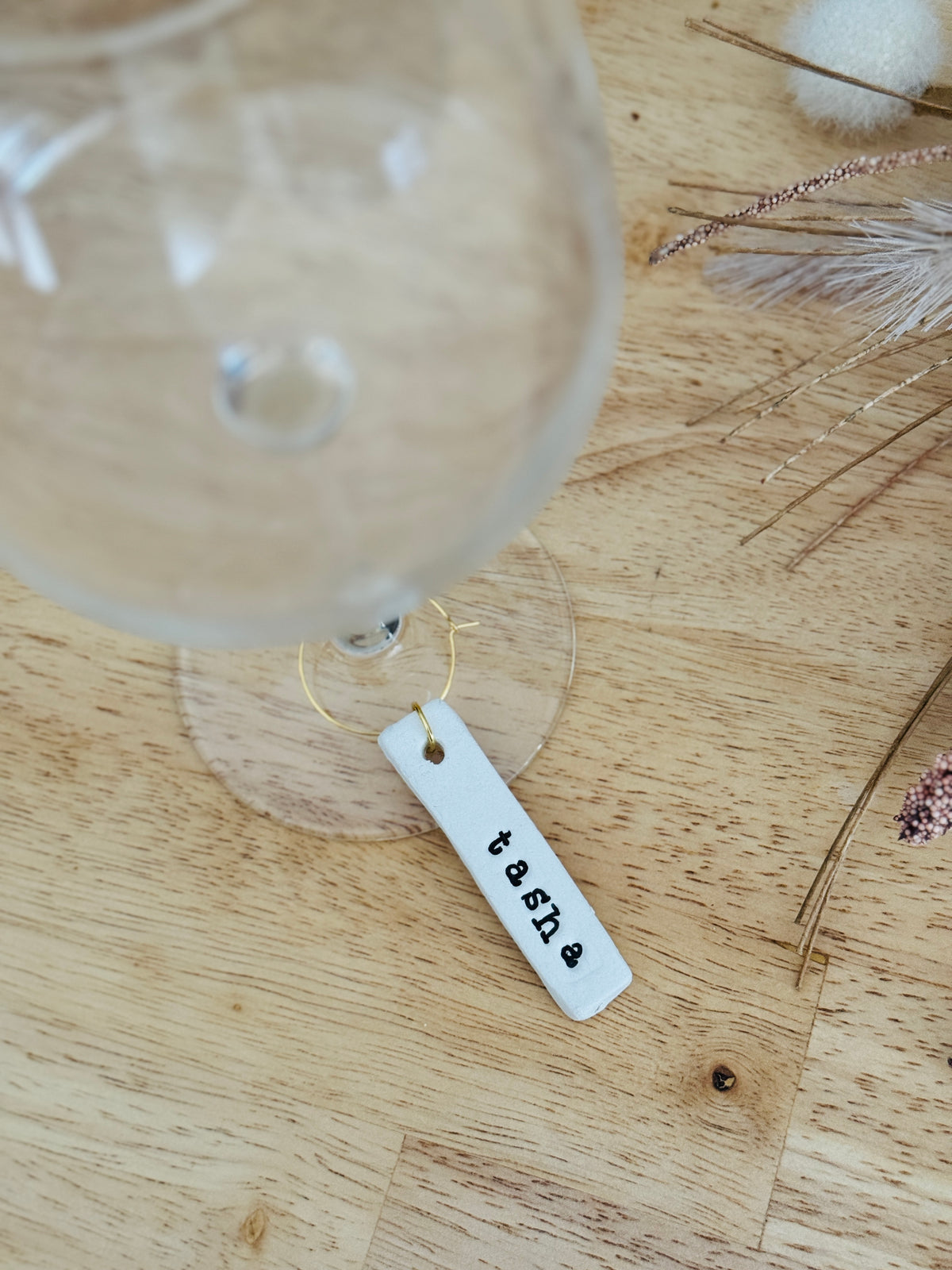 Personalised Wedding Rectangular Wine Glass Charms
