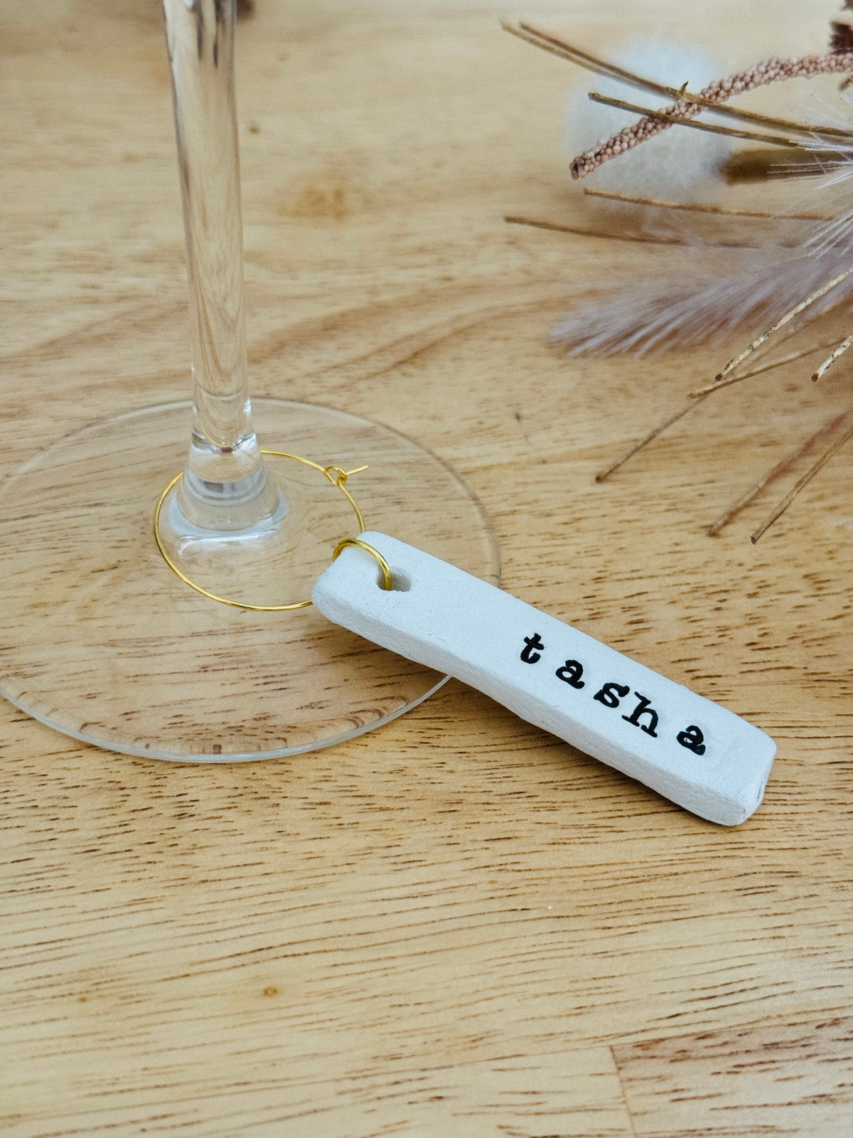 Personalised Wedding Rectangular Wine Glass Charms